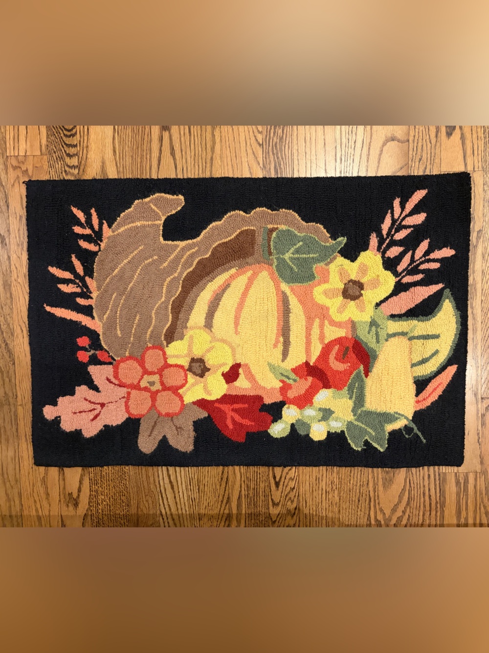 Autumn Cornucopia Rug with Black Background